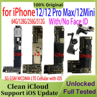 iCloud Unlocked Motherboard for iPhone 12 Pro Max with Face ID Original 128gb Mainboard No ID Account Logic Board for 12 Mini