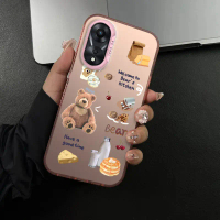 เคสโทรศัพท์ฝ้าบางเฉียบ เคสหมีกึ่งโปร่งใสสำหรับ OPPO A78 5G A58 5G A58X 5G A78 5G A1X 5G