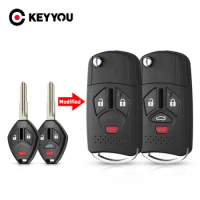 KEYYOU Modified Car Key For Mitsubishi Lancer Outlander Endeavor Galant MIT11R Blade Remote Key Shell Case 2+1/3+1 Buttons