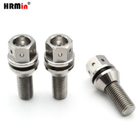 HRMin Gr.5 titanium Conical seat free washer wheel titanium bolt with 6 hole 10ps/20ps M14*1.25*28-45mm for BMW MINI etc