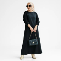 Gaun Darla Silk Dress Muslim  Maxi  Lengan Serut Satin Velvet  Pesta kondangan bridesmaid Panjang Wa