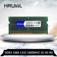 HRUIYL Ram 2gb 4gb 8gb DDR3 1066 1333 1600 1066mhz 1333mhz 1600mhz DDR3L DDR3 4GB 4G 8G Memory Ram Memoria sdram Laptop Notebook