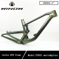 Winow MTB Carbon Frame Full Suspension 29er*2.4" BB92 Mountain Bike Frames Travel 150mm Post Mount 180mm Brake AM MTB Frameset
