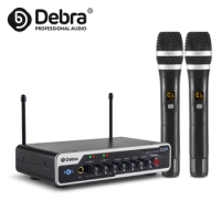 Debar E02U Professional UHF 2 Handheld Wireless Microphone System With Bluetooth And Reverb For Ktv Karaoke Small Activities