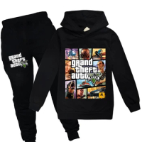 Grand Theft Auto V GTA 5 Kids Pullover Clothes Sweatshirts+Pants 2pcs Sets Boys Cartoon Children Toddler Clothing Girls Outfits