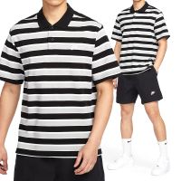 NIKE 耐吉 Club Stripe Polo 男款 黑灰白色 條紋 運動 上衣 Polo衫 短袖 FN3897-010