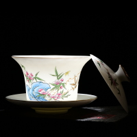 蓋碗陶瓷茶杯家用功夫茶具套裝單個帶蓋大茶碗白瓷青花瓷三才蓋碗
