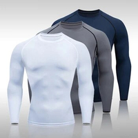 Men Compression Running T Shirt Fitness Tight Long Sleeve Sport Tshirt Training Jogging Gym Sportswear Quick Dry Solid Color