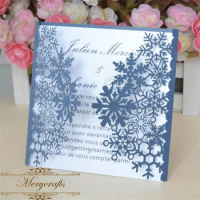 Mery good design laser cut artistic snowflakes invitation card for wedding and party invitations