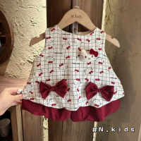 8-18kg Bộ bí đũi hoạ tiết nơ kèm gấu nổi cho bé gái từ 8 đến 18kg