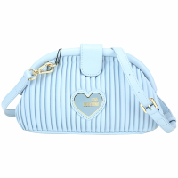 LOVE MOSCHINO 愛心條紋可拆背帶肩背/手拿貝殼包(水藍)
