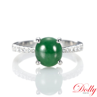 【DOLLY】18K金 緬甸冰種老坑綠A貨翡翠鑽石戒指(005)