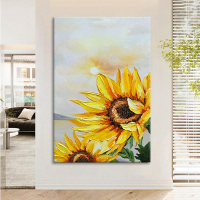 抽象純手繪油畫梵高向日葵花卉肌理畫客廳立體裝飾畫玄關現代掛畫