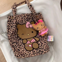 Túi Tote Sức Chứa Lớn, In Hình Da Báo Hawaii Kitty Hello Kitty Y2K Millennial Dễ Thương Và Chính Hãn