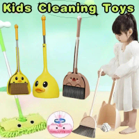 Kids Pretend Play Cleaning Set Toys Yellow Duck Broom and Dustpan Set Toy Penyapu Kecil Girls Mainan