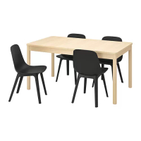 RÖNNINGE/ODGER 餐桌附4張餐椅, 樺木/碳黑色