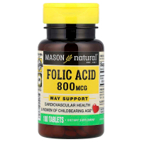 Mason Natural Viên Uống Bổ Sung Folic Acid, 800 mcg, 100 Tablets