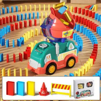 Domino Train Toy Set Electric Domino Machine Train Toy Set With Sound And Light Colorful Train Creative Dominos toys