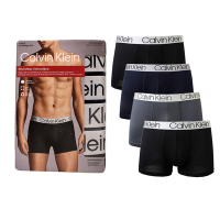 【Calvin Klein】CK Microfiber超細纖維貼身短版低腰男四角內褲(黑藍灰色系-四件組)