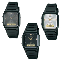 【CASIO 卡西歐】AW-48HE 潮流復古 自動日曆 兩地時間 計時碼錶 雙顯 無字 中性錶 指針錶 手錶