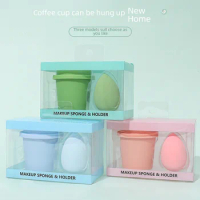 Smear-Proof Makeup Wholesale Cosmetic Egg Coffee Cup Storage Set Sponge Powder Puff Wet and Dry Beauty Blender Dustproof
