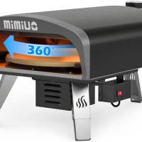 Mimiuo-outdoor Gas Oven With Automatic Rotating Stone, Portable Propane Pizza Ovens For Outside, 14 In