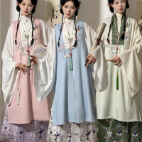2024 Ming Dynasty Han Fu Chinese Traditioanl Clothes for Women Fairy Folk Dance Costume Oriental Ancient Princess Cosplay Suit