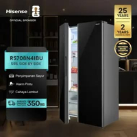 Hisense Kulkas RS708N4IBU Refrigerator Side By Side Kapasitas 591L Warna Hitam Inverter Tanpa Bunga 