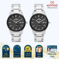 Mirage Jam Tangan Pria Analog 8903 M Silver Original Stainless Double Plat Hitam