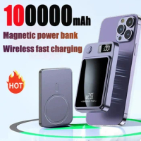100000mAh Magnetic Wireless Charger Power Bank 22.5w PD Fast Charging For iphone Huawei Xiaomi Portable Powerbank