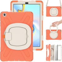 Tablet Silicone Case for Samsung Galaxy Tab A 10.1 T510 T515 Shockproof Cover with 360 Rotatable Kickstand+Shoulder Strap