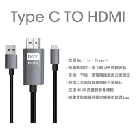 【bono】iPhone15 Type C HDMI 轉接線2米(邊充邊看 電力不斷)