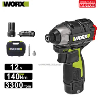 WORX WU132 1/4" Hex 12V 2.0Ah 140Nm 12v 3300rpm Brushless Impact Driver - Double Battery Impact Driver