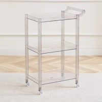 household kitchen cart portable mobile trolley Nordic transparent acrylic storage shelf Hand cart Living room sofa side table