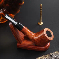 Wood Pipe 9mm Filter Tobacco Pipe Handmade Smoking Pipe Vintage Bent Smoke Pipe Accessory