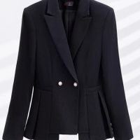 Yitimuceng 2023 Fashion Formal Blazer for Women Autumn Winter New Korean Fashion Long Sleeve Split Office Ladies Jacket Coats