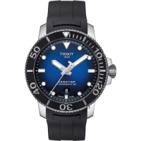 TISSOT 天梭 官方授權 Seastar 1000 海洋之星300米潛水機械錶 送禮首選-藍x黑/43mm T1204071704100