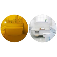 Wall Mirror Sticker Self Adhesive Removable Round Wallpaper for Home Living Room Bathroom Decoration Reflective Glass D08D