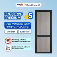Pintu Kamar Mandi PVC WMNS 707 70X195 cm Minimalis Pintu Toilet WC dengan Handle Tidy Bukaan Kanan/K