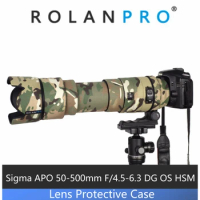 ROLANPRO Lens Camouflage Coat Rain Cover For Sigma APO 50-500mm F/4.5-6.3 DG OS HSM Lens Protective Case For Nikon Canon Sleeve