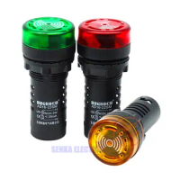 5pcs/lot AD16-22SM Flash LED Buzzer Indicator Light 22mm 12V 24V 220V 110V Panel Mount Alarm Signal Lamp