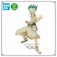 Original Anime Figure Dr.STONE Ishigami Senkuu DXF Action Figure Toys for Children PVC Doll Bandai Collector 15cm Model In Stock