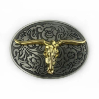 WesBuck Brand Gold Bull Metal Vintage Belt Buckle Handmade Homemade Accessories Waistband DIY Western Cowboy Rock Style