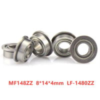 100pcs miniature flanged bearing MF148ZZ 8*14*4 mm LF-1480ZZ flange deep groove ball bearings 8mmx14mmx4mm