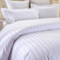 Sarung Selimut Tebal Bergaris Gaya Hotel Putih Satin untuk Rumah Ladang, Katil & Sarapan, Hotel, dan
