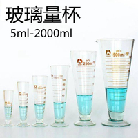 加厚帶刻度玻璃量杯10 25 50 100 250ml大口量筒量杯三角量杯