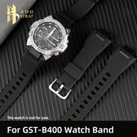 Special Interface Silicone Watch Belt Accessories For Casio G-shock Heart of Steel GST-B400 Men's Rubber Watch Strap Resin Belt