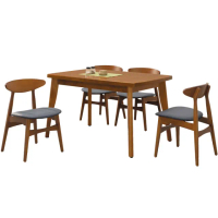 【Hampton 漢汀堡】市川紐松木柚色餐桌椅-1桌4椅(餐桌/餐椅/餐桌椅組)