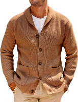 Runcati Mens Shawl Collar Cardigan Sweater Cable Knit Button Down Winter Chunky Sweaters with Pocket