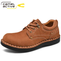 Camel Active New Men's Casual Shoes Genuine Leather Spring/Autumn Outdoors Rubber Sole Lace-up Breathable Brown Men Oxfords